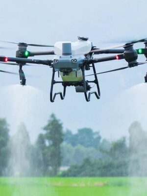 Official DJI Agras T50 agricultural spraying drone package showing the retail price investment value for commercial farming setups.